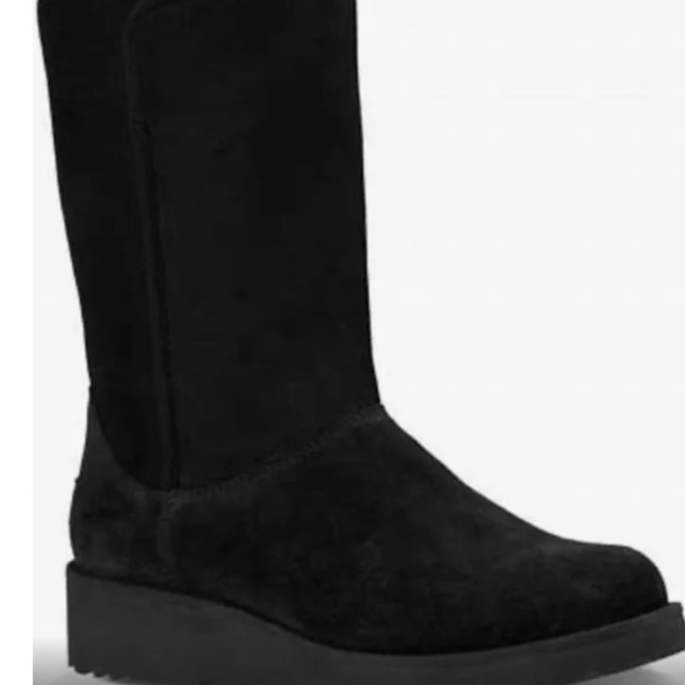 Black Suede Knee-High Boots
